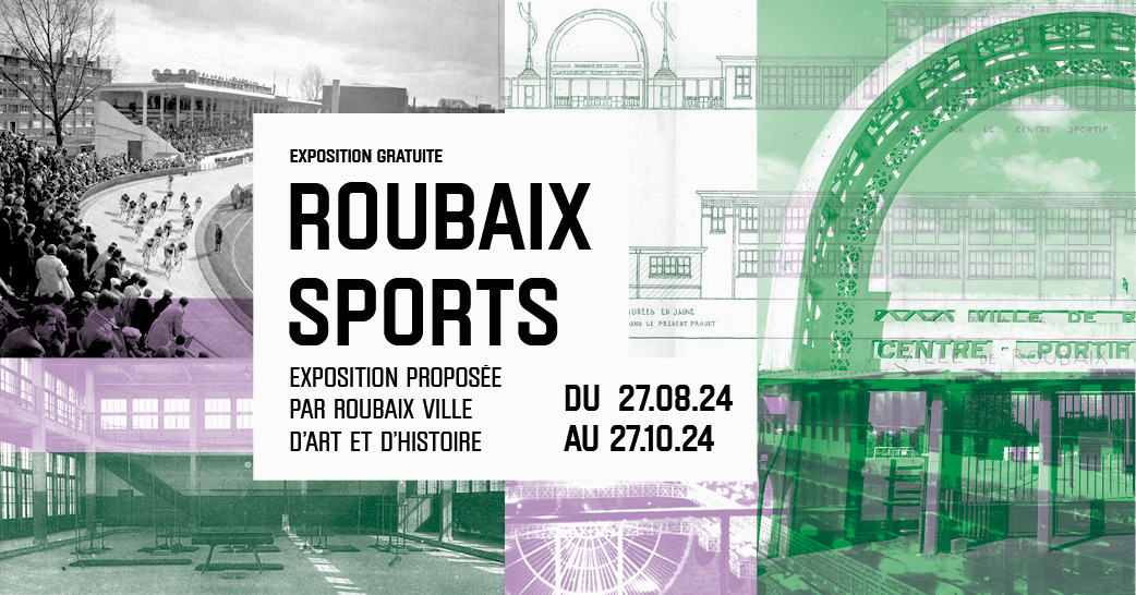 Visuel d'invitation à l'exposition Roubaix Sports au Musée la Manufacture à Roubaix dans laquelle des photographies de boxe d'Anouk Desury sont exposées du 20 août au 27 octobre 2024 à Roubaix.